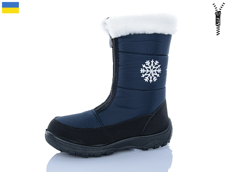 Дутики Lenase (33-36) 081 опушка синій (зима)