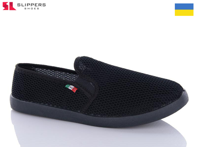 Слипоны Slipers (41-45) 3100 чорний (лето)